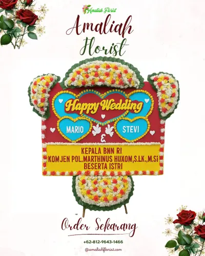 Karangan Papan Bunga Pernikahan di Sinduaji